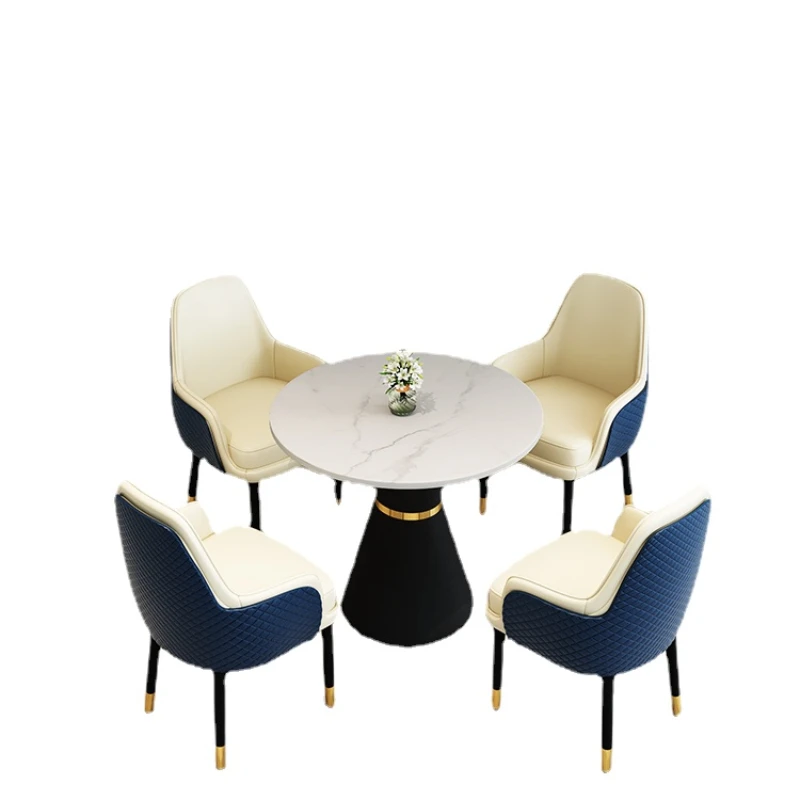 

QJJ Nordic Reception Reception Cafe Hotel Marble Small round Table One Table and Four Chairs