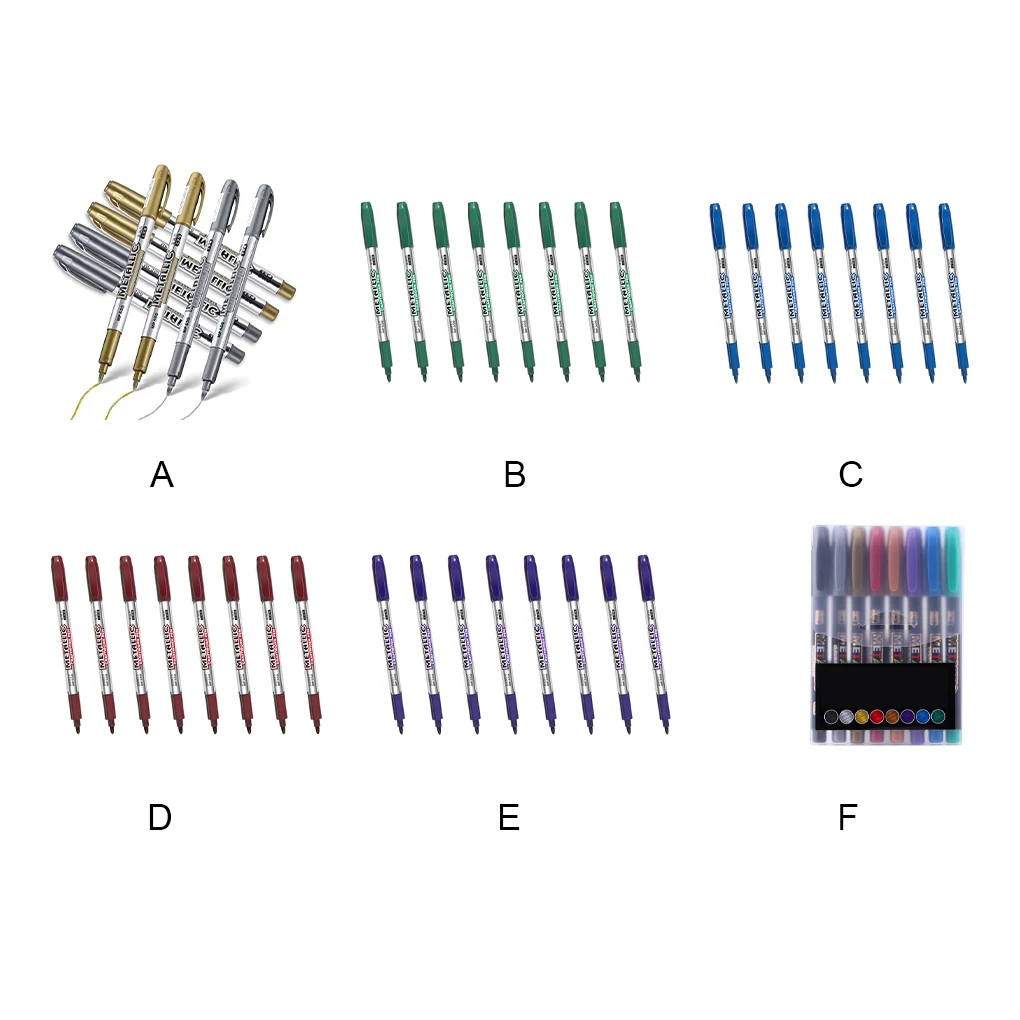 8 Pezzi Mark Pens Fluid Waterproof Sign Pen Paper Board Card Fast Dry