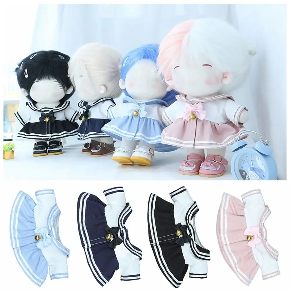 드레싱 소품 변경 게임 플레이 하우스 인형 옷 20cm, 선원 복장 드레스 코튼 봉제 매듭 보우 벨