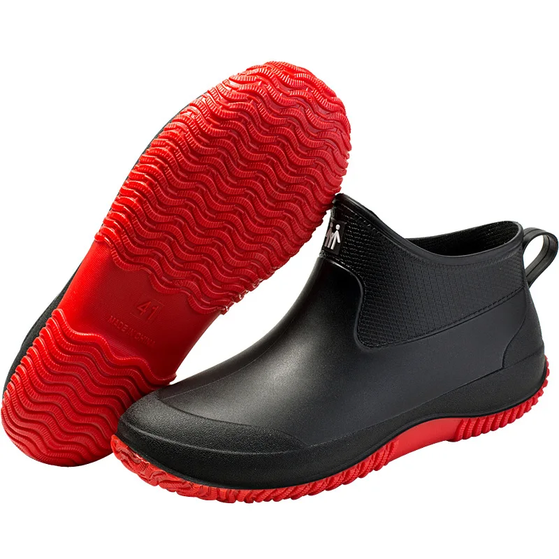 Men's Rain Boots Women's Ankle Water Shoes Non-slip Waterproof Safety Work Shoes Warm Cotton Platform outer wear Couple Lovers