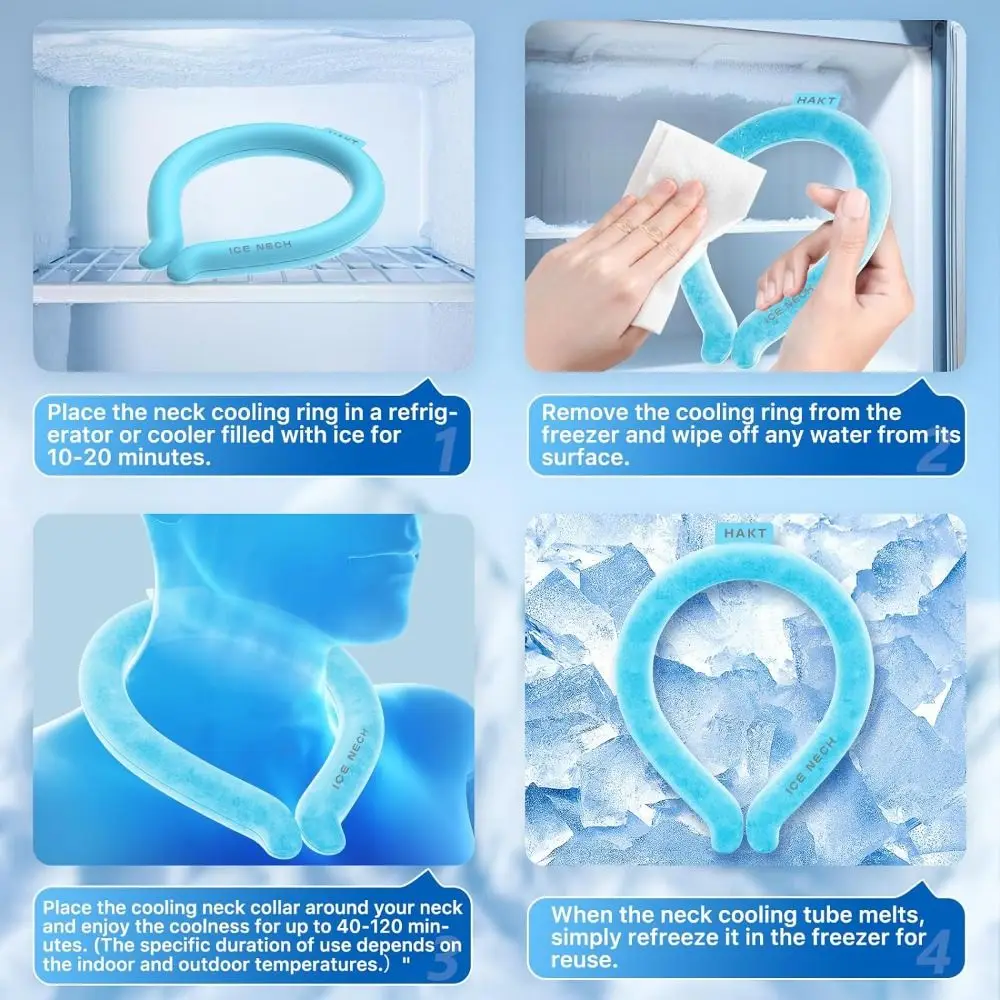 Wearable Neck Cooling Tube for Summer Body Cooling Ice Ring Neck Cooler Reusable Soft Cooling Neck Wrap for Heat Outdoor Sports