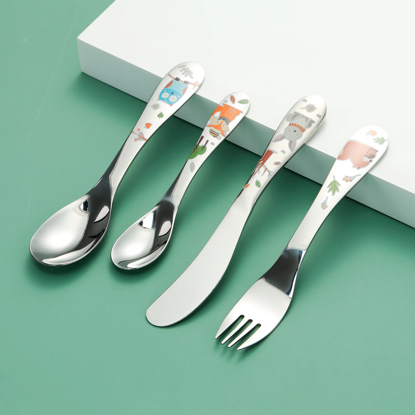 Kids Forks Spoons Flatware Cutlery Set Toddler Cutlery Kit Safe Mirror Polished Flatware Easy-to-Use Toddler Utensils Food-Grade