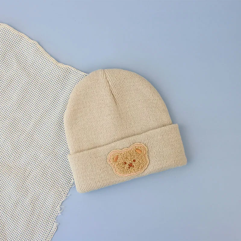 Korean Cartoon Bear Baby Hat Winter Warm Knitted Newborn Boys Girls Cap Beanies Soft Infant Toddler Hat Kids Caps Bonnet 3