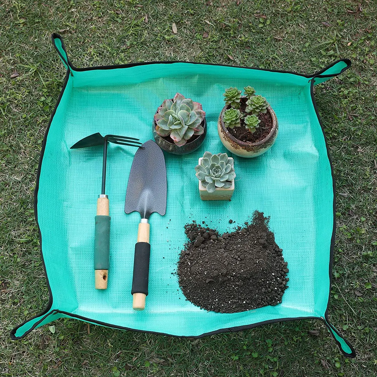 50-100CM Waterproof Gardening Potting Pad Flower Pots Transplanting Mats Gardening Planting Mat PE Plant Repotting Mat, Foldable