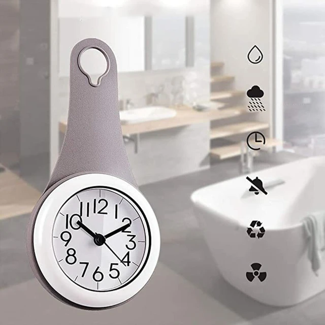 Cucina bagno orologio da parete impermeabile doccia silenziosa orologi da  parete appesi con doccia ventose da parete decorazione della casa -  AliExpress