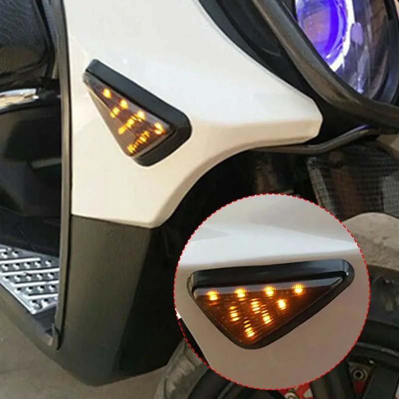 2pcs Motorcycle Led Turning Lamp Smoke Triangle Flush Mount LED Turn Signal Indi
