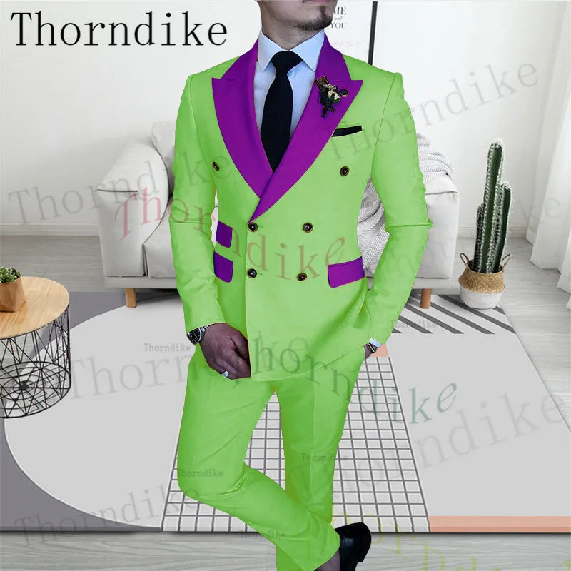 Thorndike Classy Wedding Tuxedos Suits Slim Fit Bridegroom For Men 2 Pieces Groomsmen Suit Male Formal Business (Jacket+Pants）