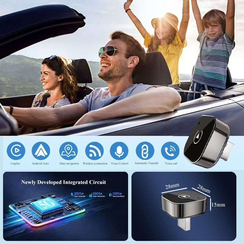 Carplay Android Auto Wireless Adapter 2 in 1 Smart Mini Box Plug and Play WIFI BT Auto Connect Toyota VW Peugeot MAZDA FORD