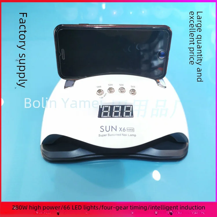 Sunx6max 네일 아트 램프, 전문 케어 뷰티 트리트먼트용 고출력 네일 건조 기계, 66 비드, 280W
