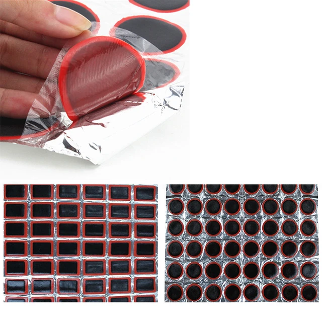 Bike Rubber Puncture Patches Round Square Bicycle Tire Tyre Rubber Patch Kit  No Glue Bicycle Inner Tube Puncture Repair Tool
