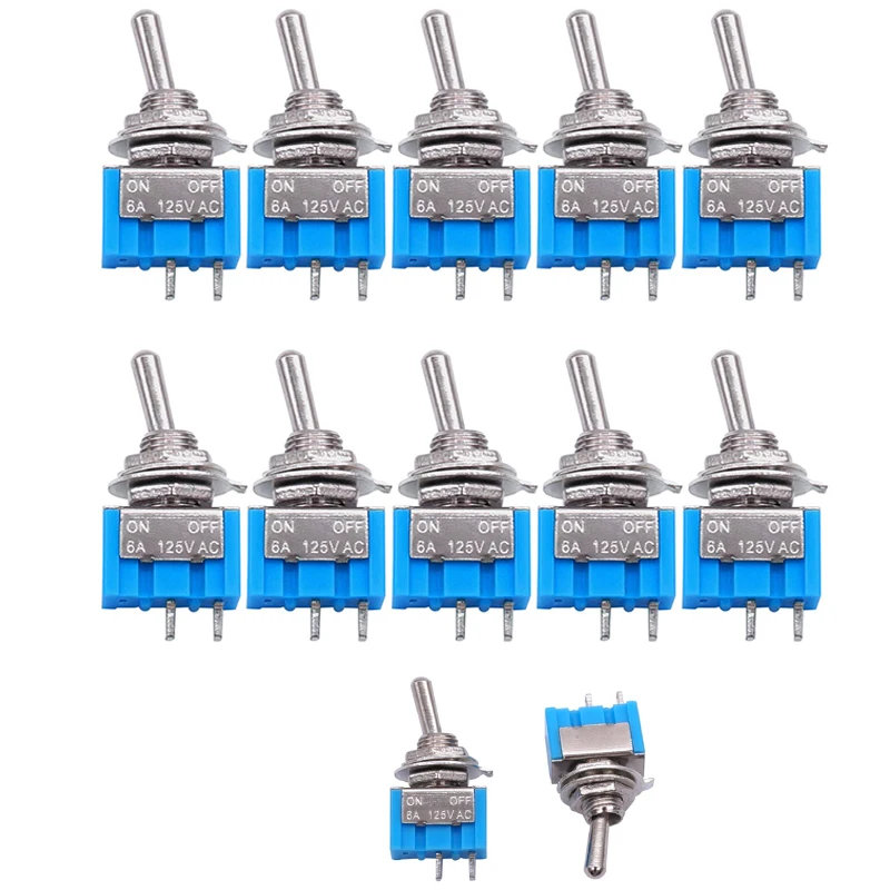 10pc-LOT-Blue-Mini-MTS-101-2-Pin-SPDT-ON-OFF-AC125V-6A-Miniature-Toggle ...