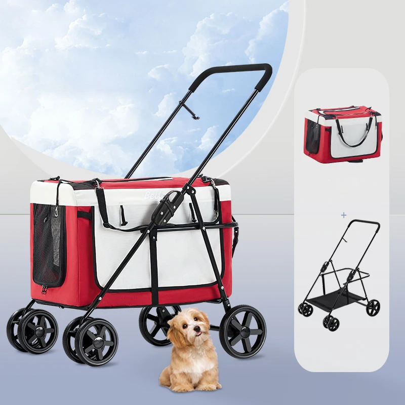 

Dog Walking Cat Stroller Carrier Outdoor Car Foldable Car Bag Trolley Separate Type Luxury Dog Pet Stroller