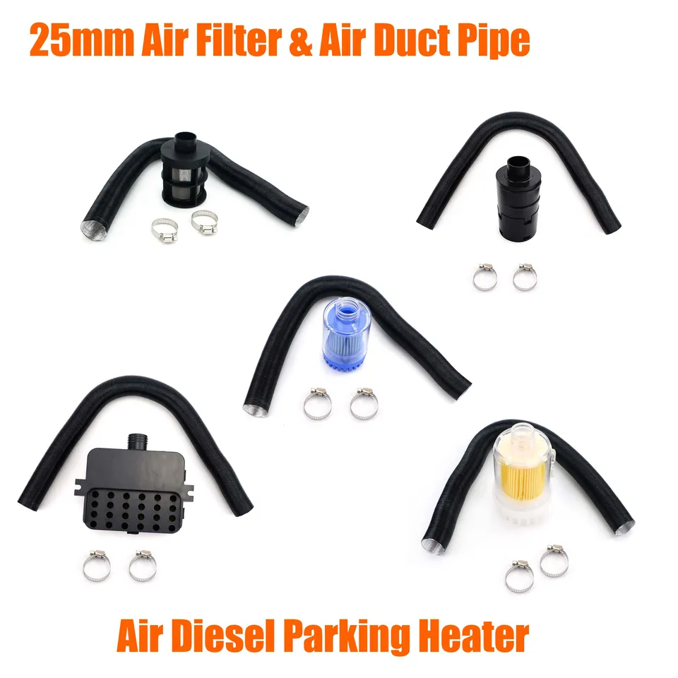 AXTGBHL 25mm Air Diesel Heater Einlassfilter Dämpfer Einlasskanal Rohr Stretch Länge 60cm 2x Clips für Webasto Eberspacher(Typ C