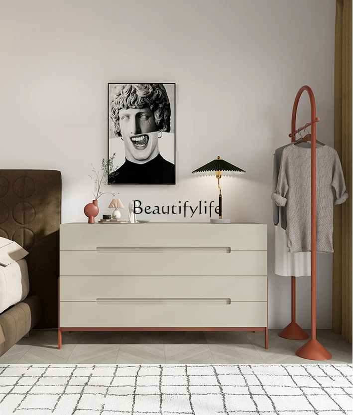 

Italian Minimalist Solid Color Chest of Six Drawers Bedroom Paint Side Cabinet