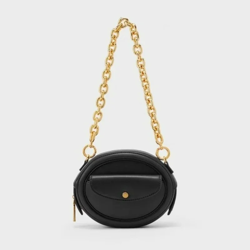 

Fashion Shoulder Bags 2024 PU Leather Circle Bags Women Handbags Ladies Luxury Thick Chain Small Round Purses Crossbody For Lady