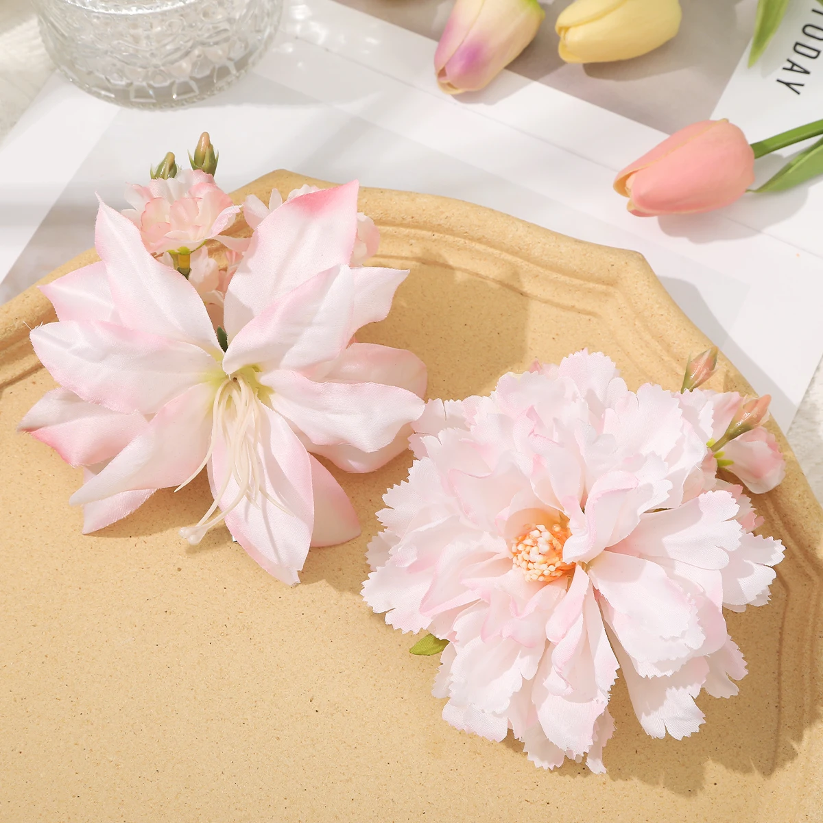 Cherry Hairpin Pink Flower Hair Clips Girls Sweet Side Clip Travel Holiday Headwear Ladies Fashion Hairpin Gifts Accessories