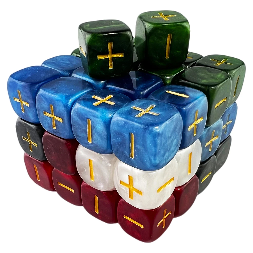 4PCS 16mm Fate Dice for Board Game +,- Mable Effect with Gold Ink Tabletop Game Desk Game Role Playing game dice,dice set