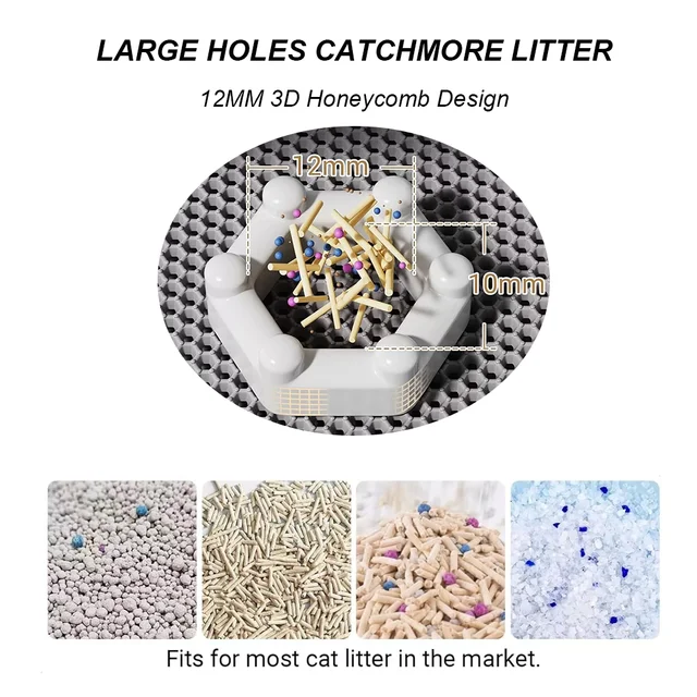 Large Cat Litter Mat Waterproof Double Layer EVA Foldable Trapping Pet Carpet Bed Pads for Cats Nonslip Sand Pad 3