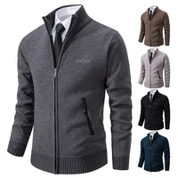 2023 Knitwear Spring and Autumn Men's Stand-up Collar Thick Warm Cardigan Sweater Winter Loose Casual Coat 2