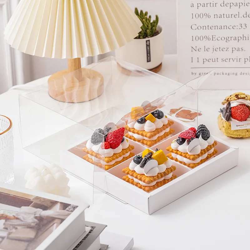 5 Pcs 6-Inch White Paper Cake Boxes with Handle – Windowed Packaging for Mousse, Pastri... - SKU TCGB1649 - UGI Packaging