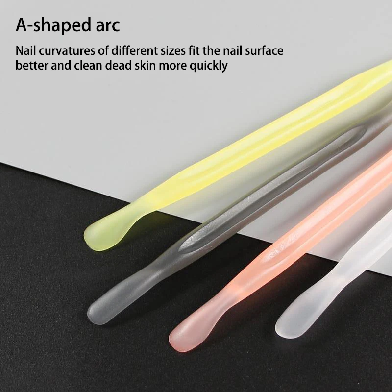 2pcs Nail Cuticle Pusher Plastic Double End Reusable Manicure Cuticle Dead Skin Remove Pedicure Sticks Nail Art Clean Care Tool