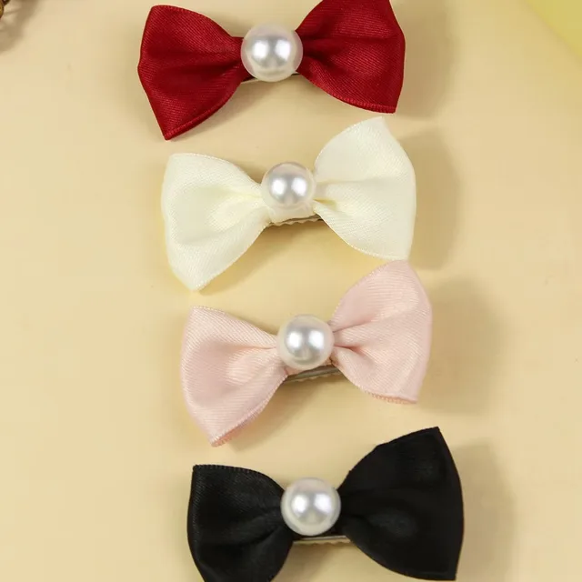 2PCS Pearl Solid Color Dog Hair Clips Dog Bows With Alligator Clip Pet Puppy Hair Clips Accessories Pet Supplies For Dogs Bows 5