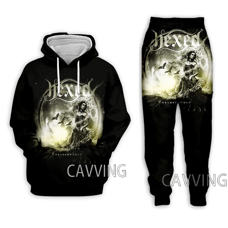 

Костюм из двух предметов для мужчин и женщин, толстовка с капюшоном и штаны с 3D принтом HEXED Rock, костюм с брюками