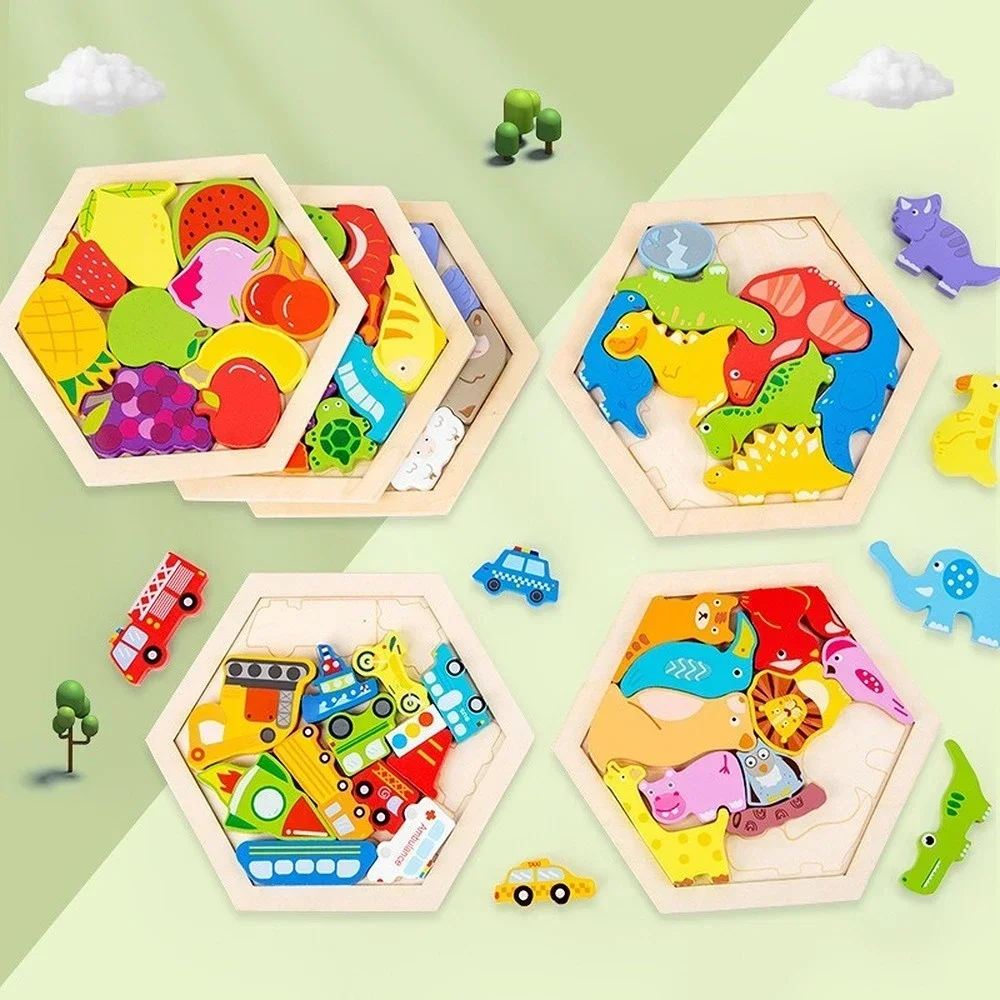 Baby Montessori Toy Wooden Puzzle Tangram Jigsaw Puzzle Game 3D Puzzle Preschool Early Learning Educational Toys for Children 3