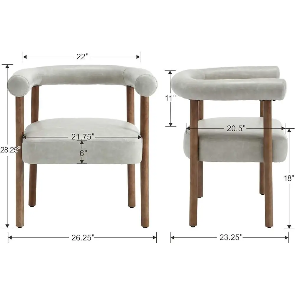 Set of 2 Modern Barrel Dining Chairs Comfortable Upholstered Armrest Accent Chair Dining Living Room Furniture 3