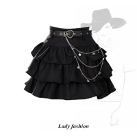 Black Gothic Mini Skirt Woman Y2K Korean Fashion High Street Aesthetic Elegant Retro A-line Mini Denim Skirt Outfits 2025 - Image 5