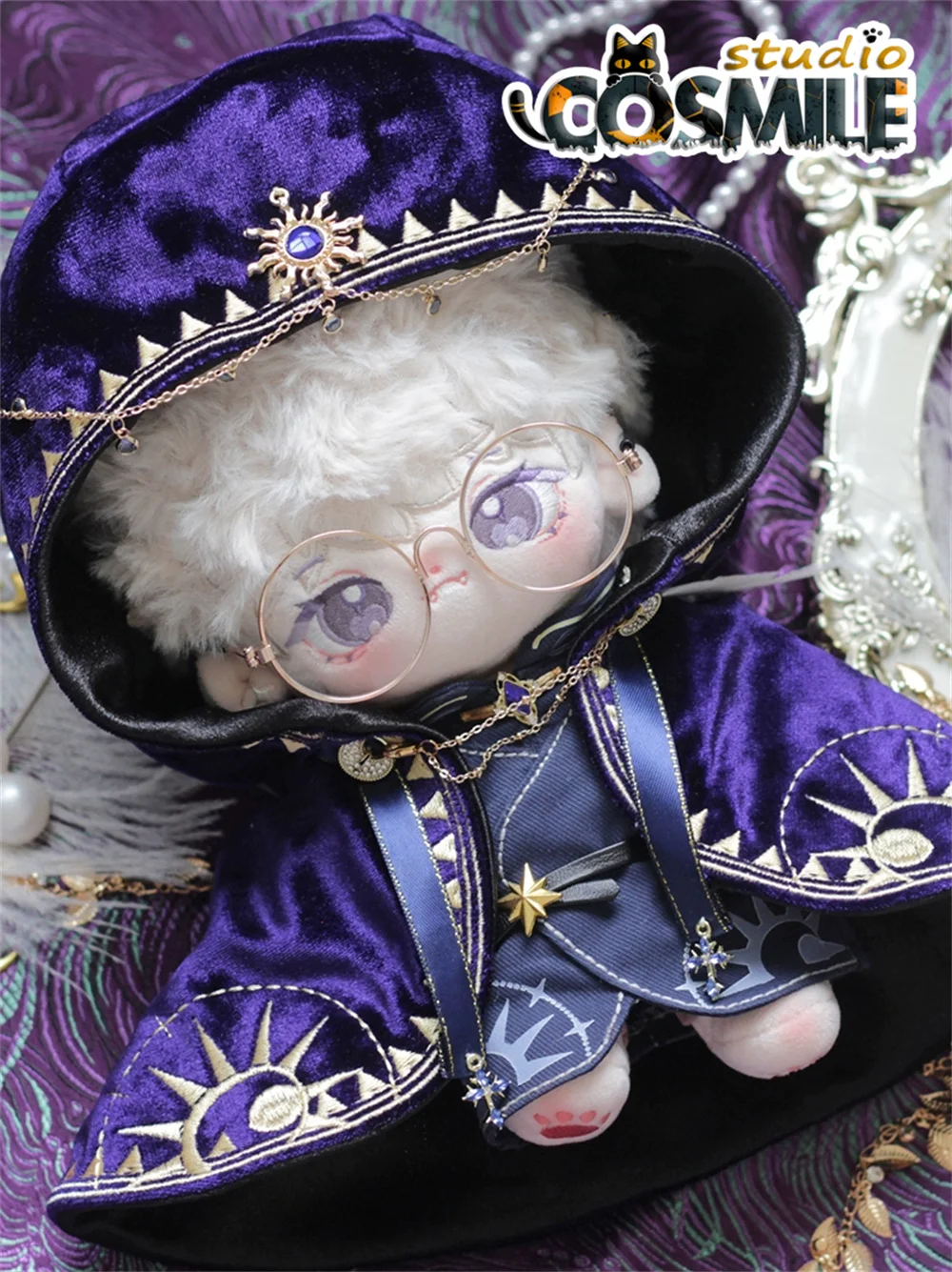 사제 마술사 마법 망토 점술가, Seer 보라색 봉제 인형 옷, 인형 액세서리, Shendian KL, 20cm