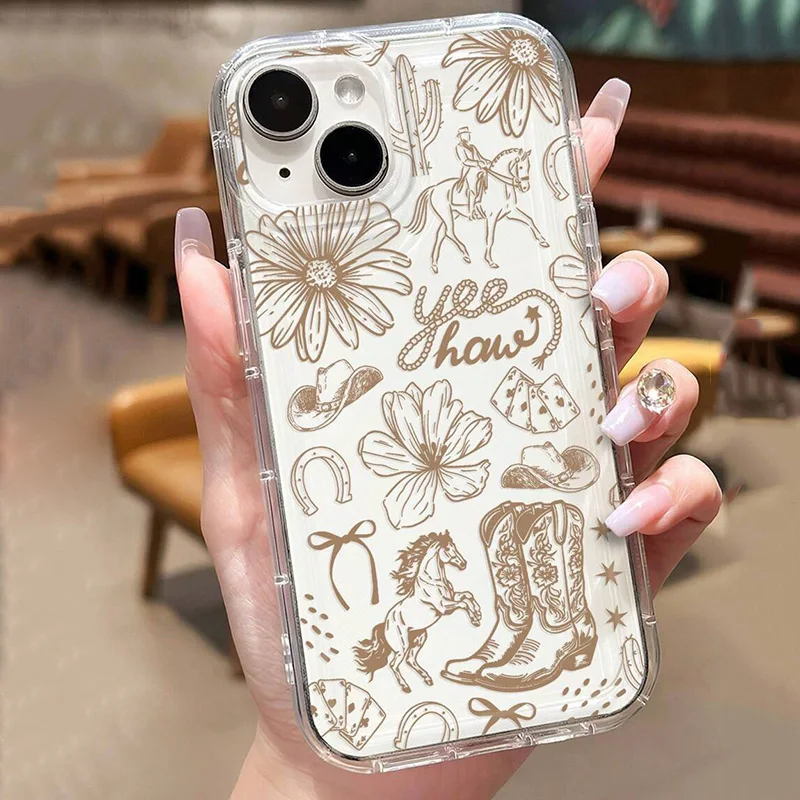 Western Boot Pattern Bowknot Soft Phone Case Cover