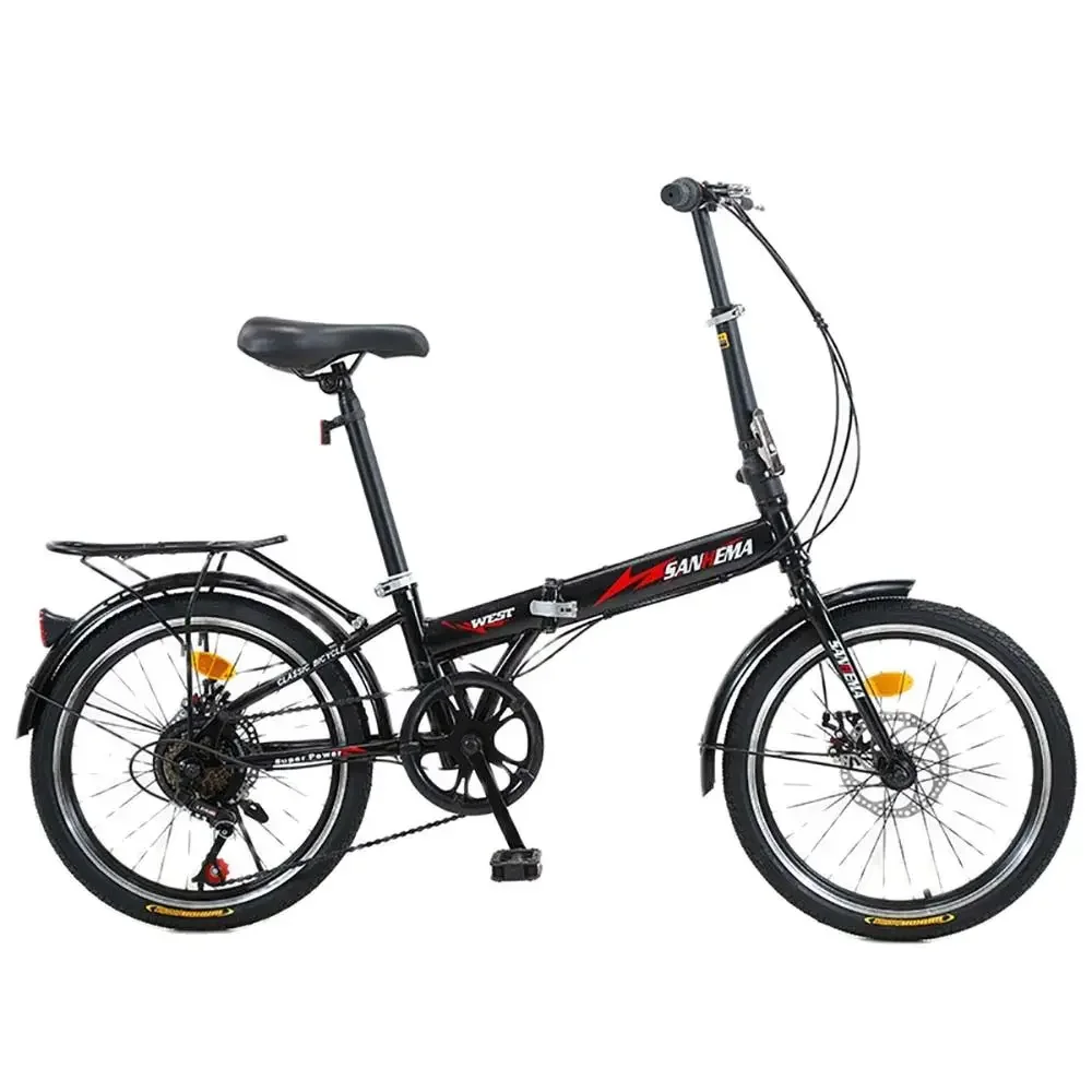 

20 Inch Folding Bicycle Variable Speed Bike Lightweight High Carbon Steel Frame Double Disc Brake Seal Shaft Spoke Wheel