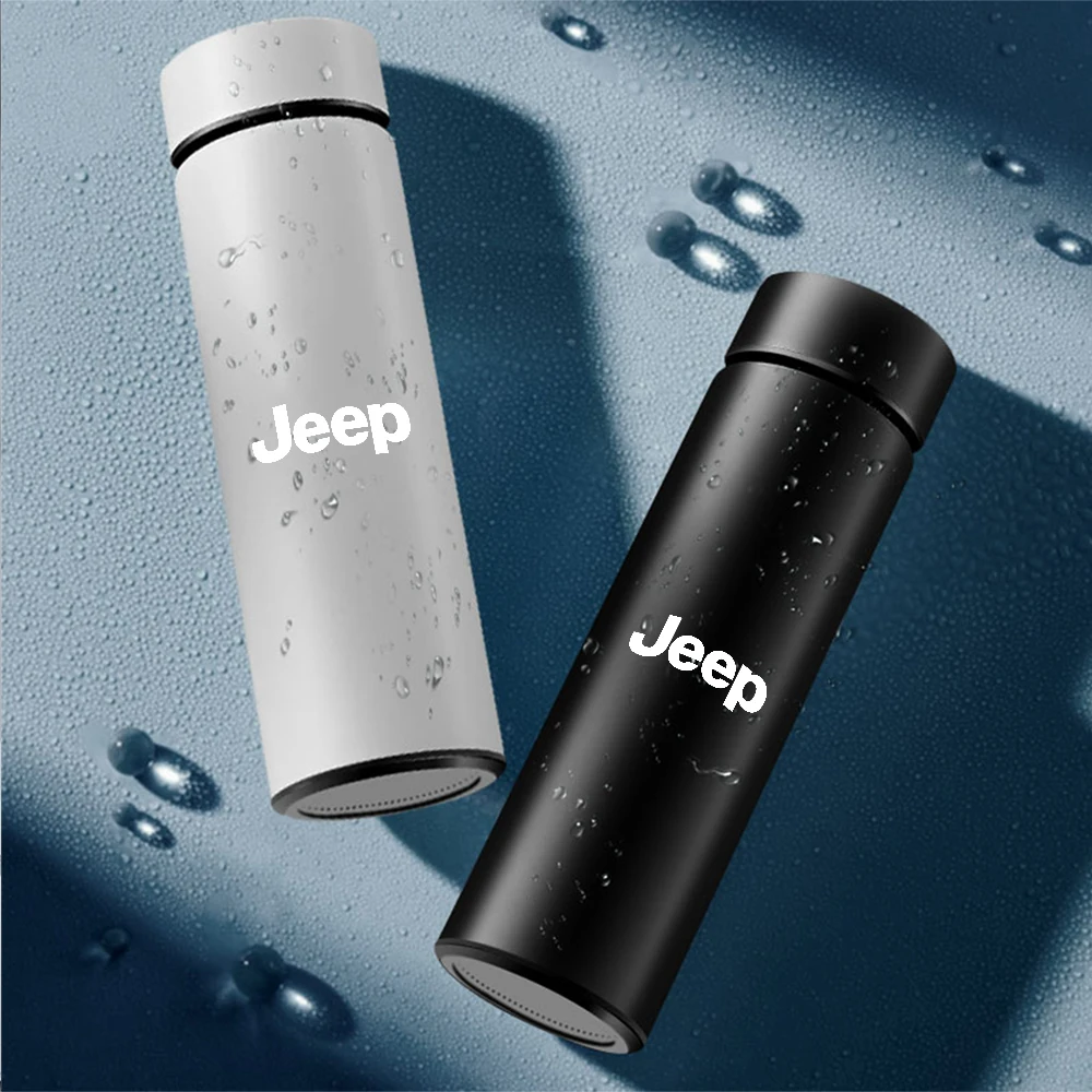 Car Stainless Steel Smart Thermos Mug Thermos LED Display Temperature For Jeep Renegade Patriot Wrangler Cherokee Compass Trail