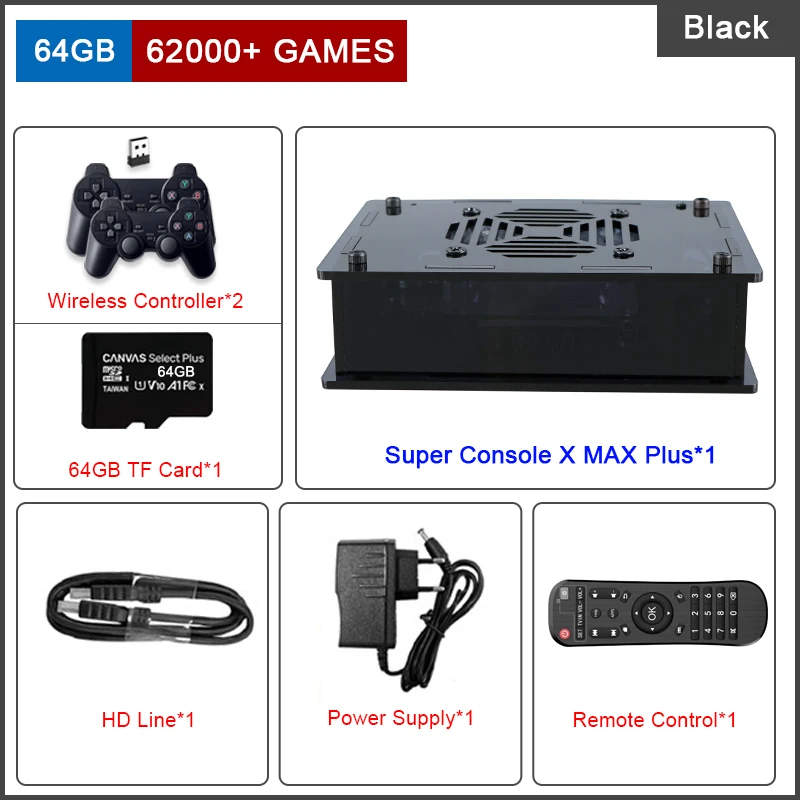 Super Console X Max Plus Video Game Console Built in 97000 Classic Game For PSP/N64/Sega Saturn Game Player 8K HD Wifi TV Box