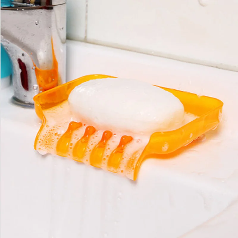 1pc Soap Dish Tray Sink Holder Drain Rack Draining Soap Box Bathroom Accessories 