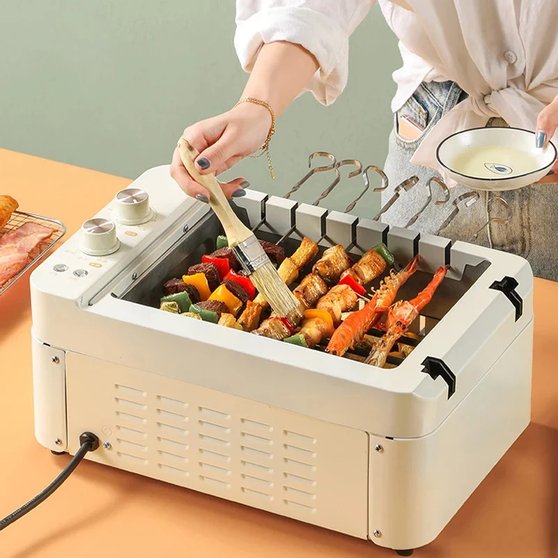 2023New 3 In 1 Electric BBQ Kebab Grill Machin Household Automatic Rotating Skewers Machine Indoor Smokeless Barbecue Grill Oven rotating grill skewers bbq grill cage barbecue grill electric oven accessory dropship