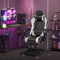 Gaming Chair, Video Game Chair with Footrest and Massage Lumbar Support, Ergonomic Computer Chair Height Adjustable 2