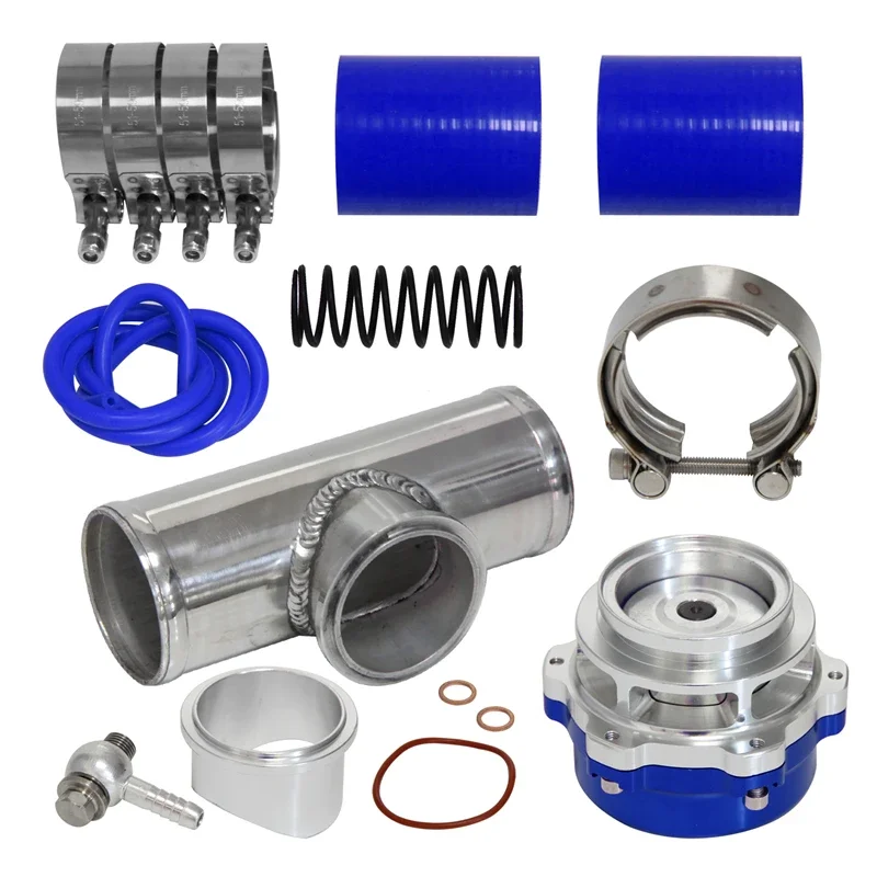 

50 мм 35PSI Boost V-Band Turbo Blow Off Valve с наружным диаметром 2,25 дюйма, комплект шлангов для труб с фланцем, синий/красный