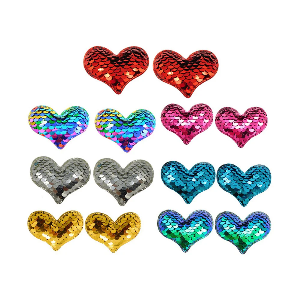 

14pcs Sequins Heart Appliques Embroidered Patches Sewing On/ On Appliques DIY Sewing Crafts Supplies for Clothes Dress