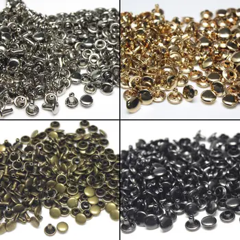 100sets Metal Double Cap Rivets Studs Round Hammering Rivet for Bag Belt Clothing Garment Shoes Collar Parts Fasteners