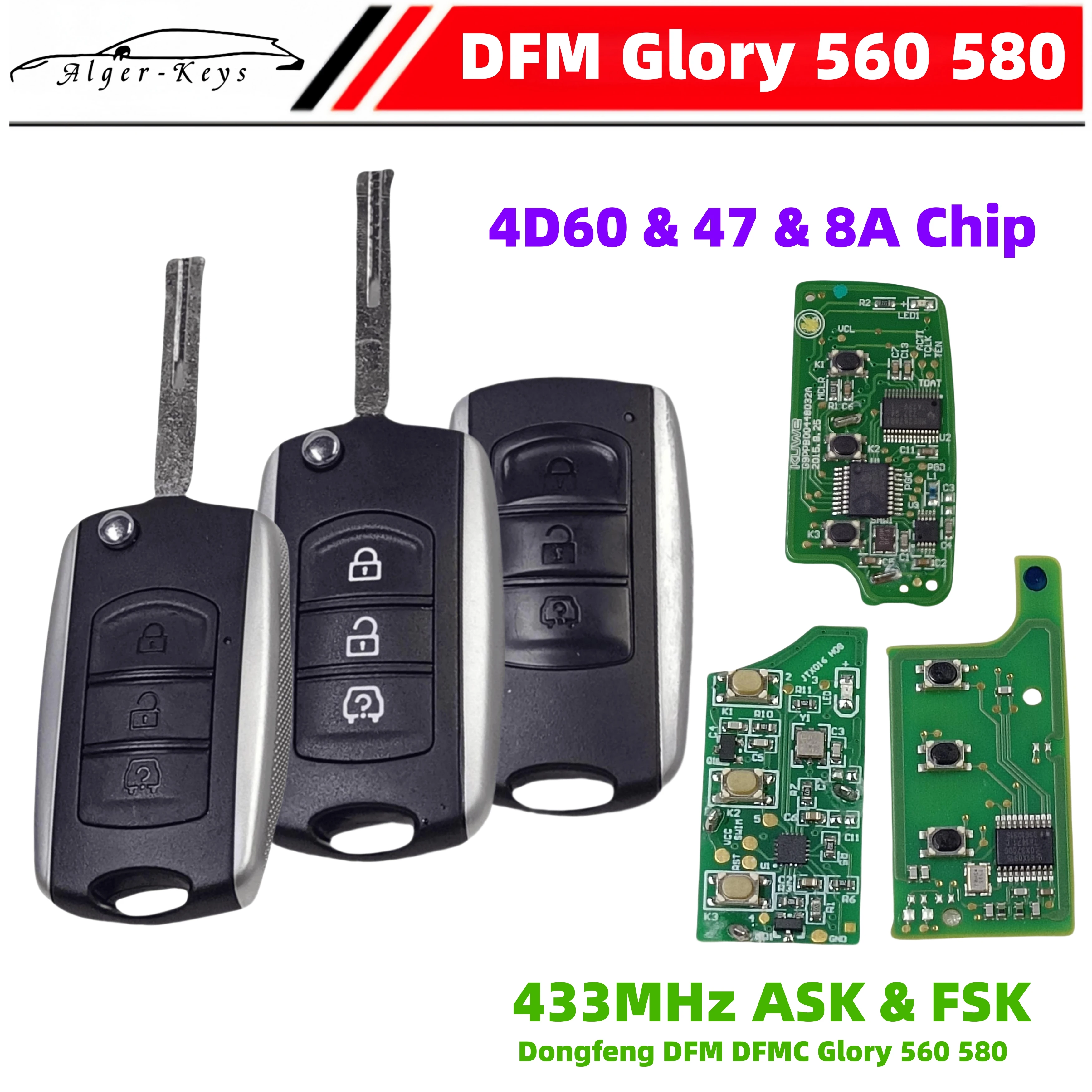 Algernon-keys OEM Genuine Original 433Mhz 4D60 47 8A Chip Flip Key