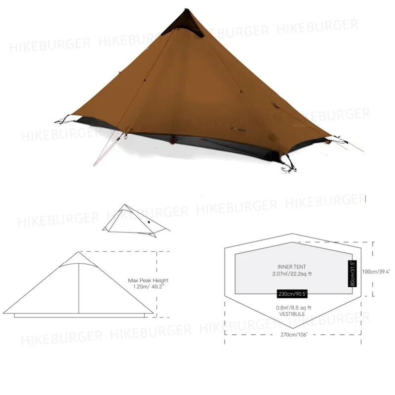 3F UL GEAR 2026 Lanshan 1 Tent Ultralight Outdoor Camping Poleless Tent T-zipper Door Waterproof Trekking Mountaineering 3