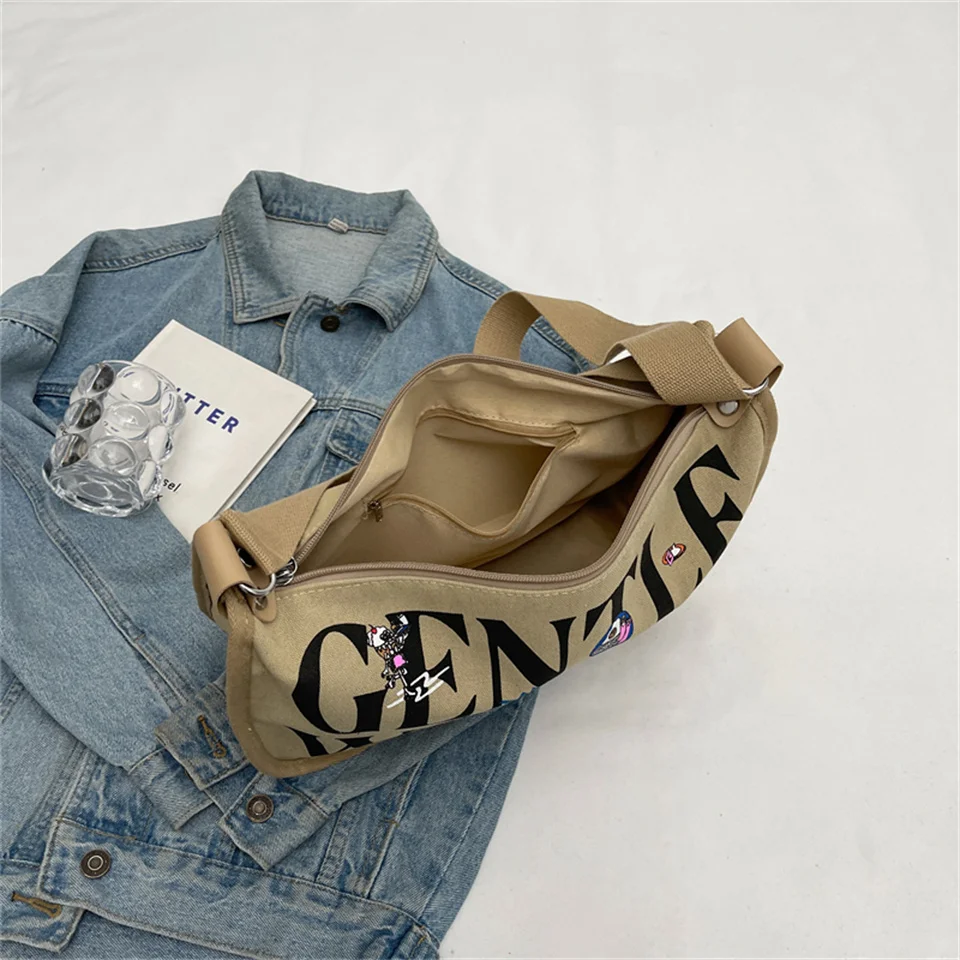 Women's Leisure Canvas Shoulder Bags Ladies Simplicity Fashion Crossbody Bags Designer Large-capacity Commute Female Handbags