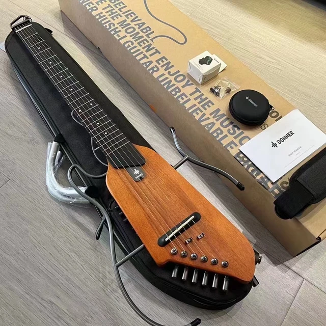 Questionto Carry-Guitare acoustique portable, cordes en acier léger,  couleur bois, détachable, sans tête