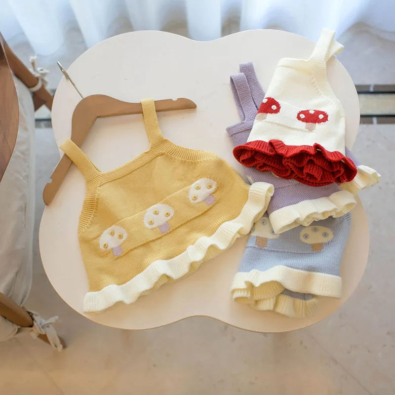 Soft Knit Girls Halter Tops for Summer