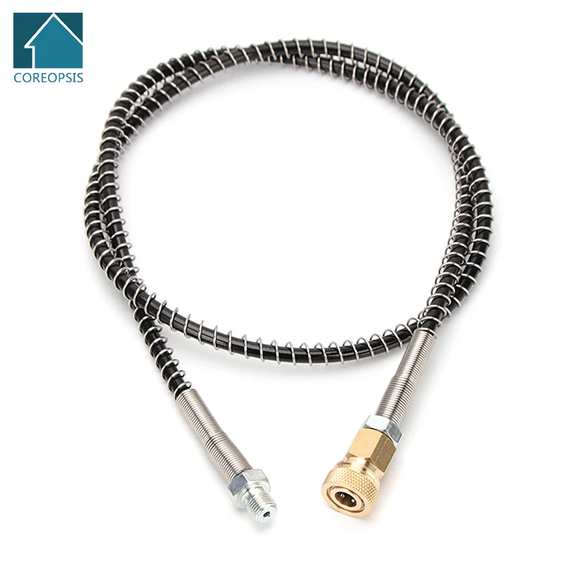 Mangueira de Nylon o com Mola Envolvida Reenchimento de ar Engates Rápidos Rosca M10x1 40mpa Pcp Pneumática 100cm de Alta Pressã