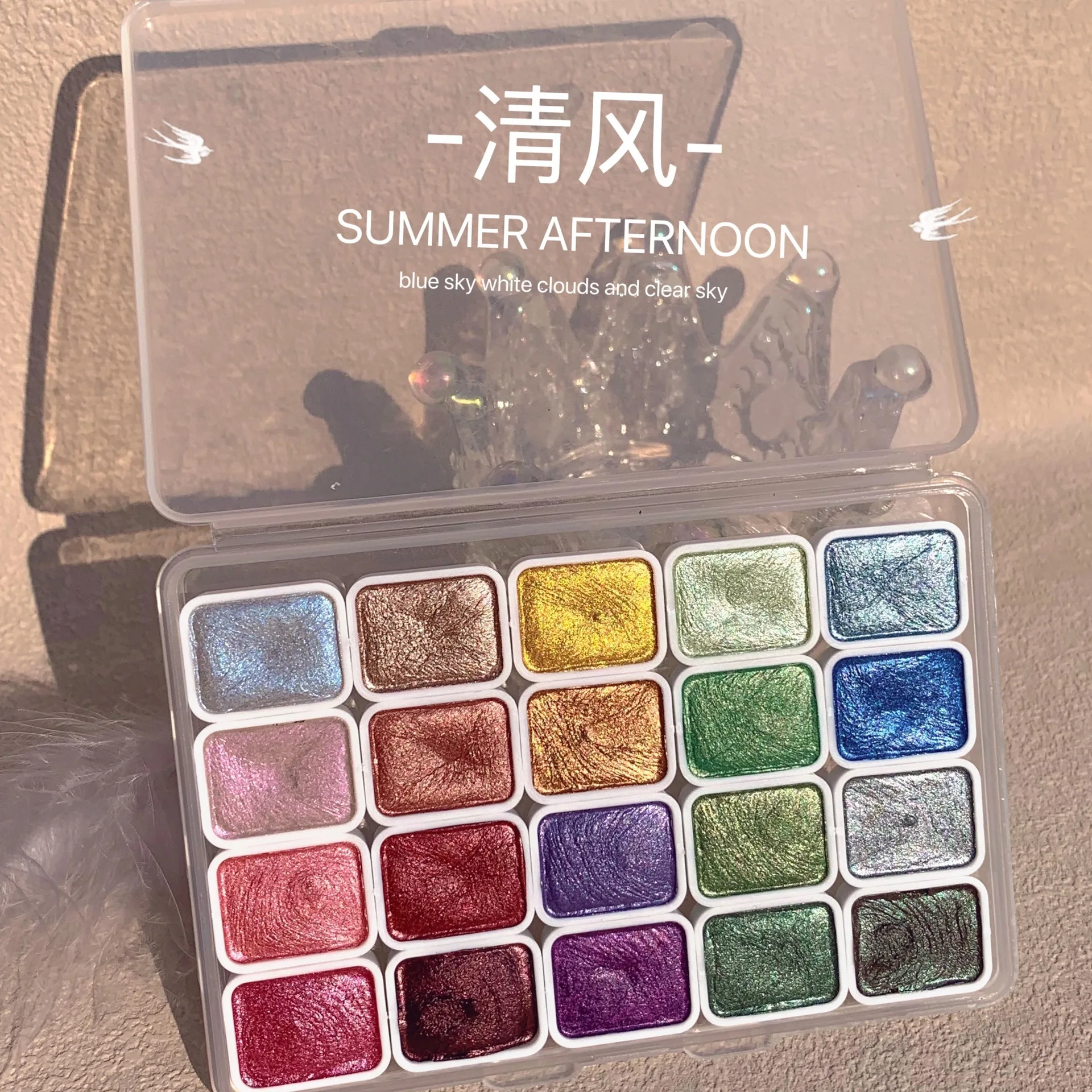 

20 Colors Watercolor Painting Set Glitter Watercolour Solid Paint Box Pearlescent Watercolor Paint Set Palette For Artists New
