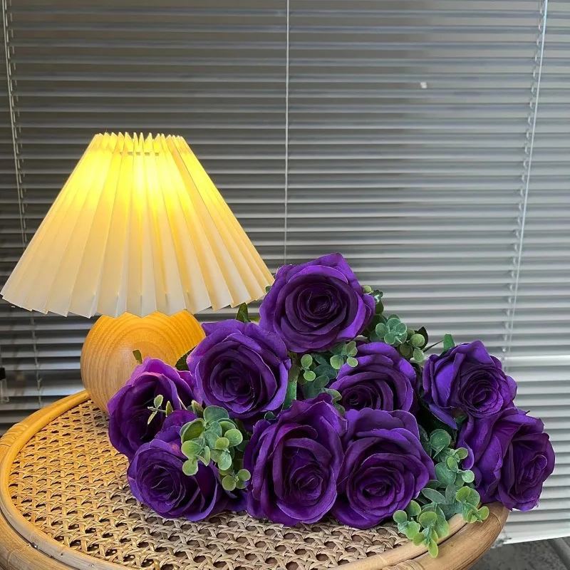 9 Heads Purple Artificial Flowers Home Decoration 9 Color Beauty Silk Fake Flower Especial for Wedding and Festival Decoration