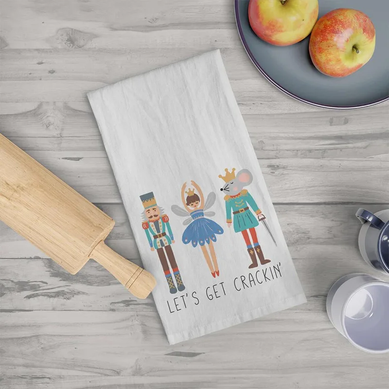 

nutcracker ballet dancer Ballerina Sugar Plum Fairy kitchen towel merry Christmas Eve holiday Xmas home decoration hostess gift